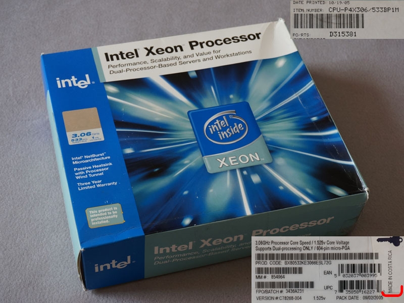 Intel Xeon BX80532KE3066E SL72G NIB