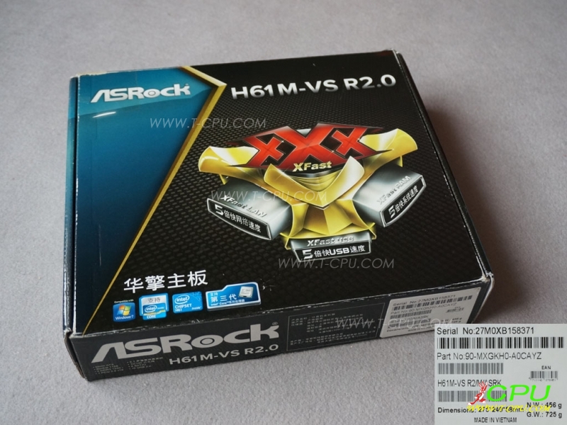 ASRock华擎 H61M-VS R2.0 BOX 1
